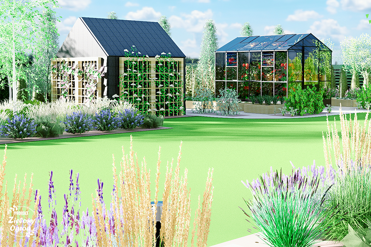 szklarnia i domek narzędziowy